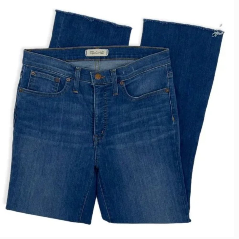 Madewell Cali Demi Boot High Waisted Jeans Raw Hemmed Size 28T